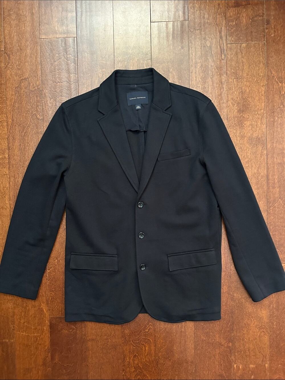 Banana Republic Women's Black Single-Breasted Stretch Knit Blazer, Size Large